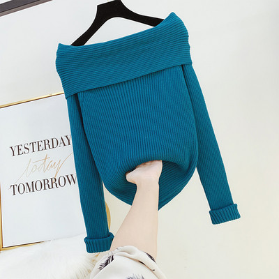 Csupasz vállú, hosszú ujjú női pulóver több színben