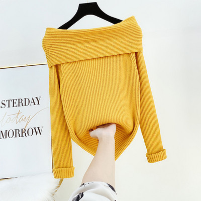 Csupasz vállú, hosszú ujjú női pulóver több színben