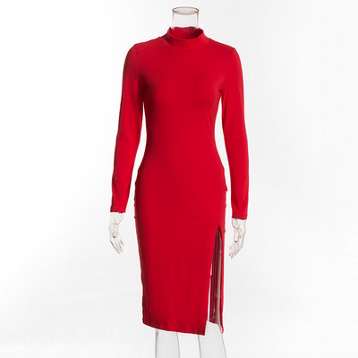 Modern női ruha hosszú ujjú, hasítékkal több színben