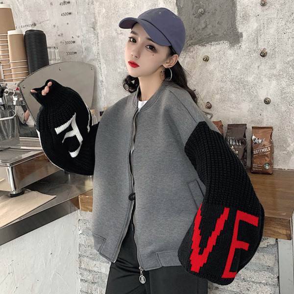 Női pulóver két színben, széles ujjakkal