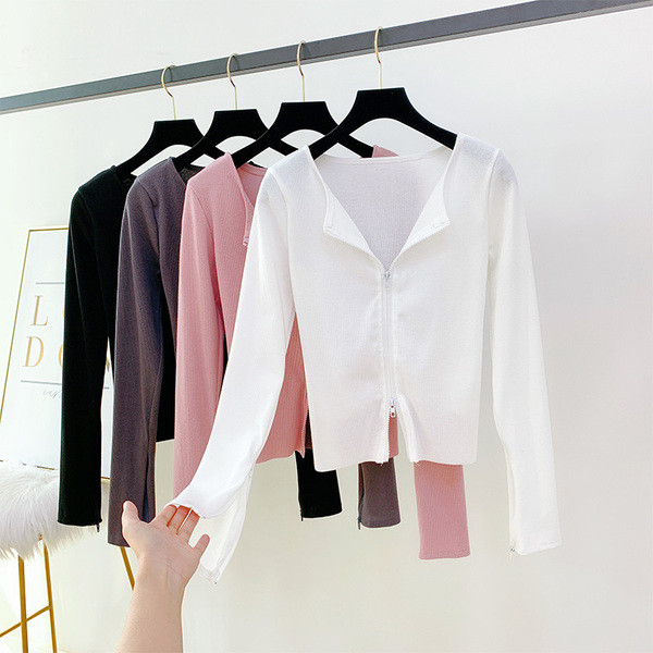 Vesta de dama cu fermoar in patru culori