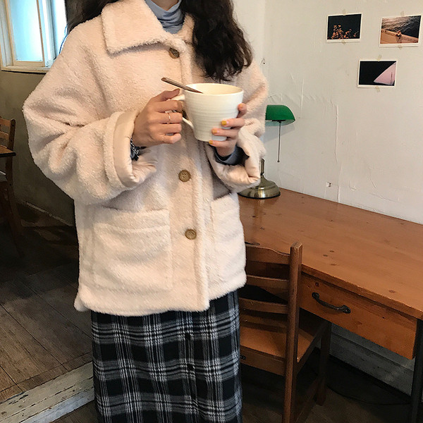 Palton moale casual de dama, cu buzunare si nasturi