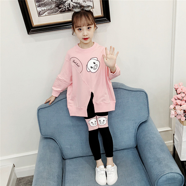 Új modell gyerekszett lányoknak kétrészes blúz és leggings rátéttel több színben