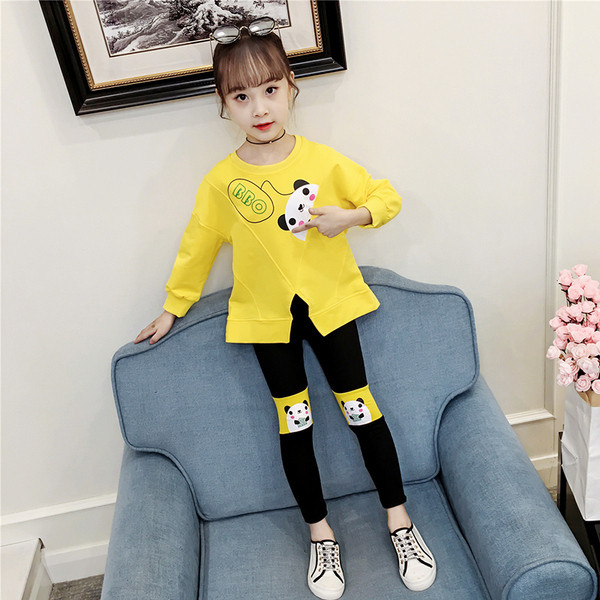 Új modell gyerekszett lányoknak kétrészes blúz és leggings rátéttel több színben