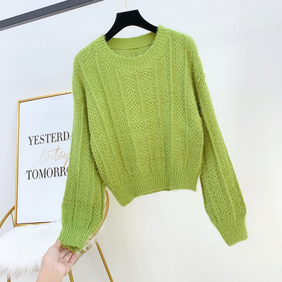 Női kötött pulóver kerek nyakkivágással, három színben