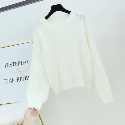 Női kötött pulóver kerek nyakkivágással, három színben