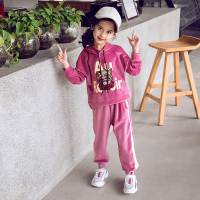 Modern, kétrészes, rózsaszín, fekete, lila és piros színű gyerekkészlet lányoknak, két modell