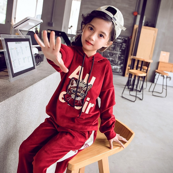 Modern, kétrészes, rózsaszín, fekete, lila és piros színű gyerekkészlet lányoknak, két modell