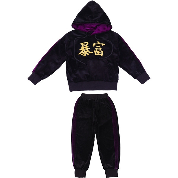 Modern, kétrészes, rózsaszín, fekete, lila és piros színű gyerekkészlet lányoknak, két modell