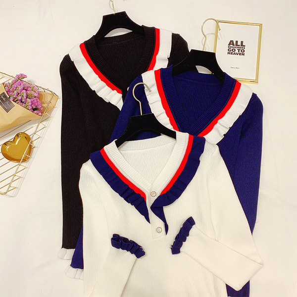 Modern női blúz spitz nyakkivágással és gombokkal több színben