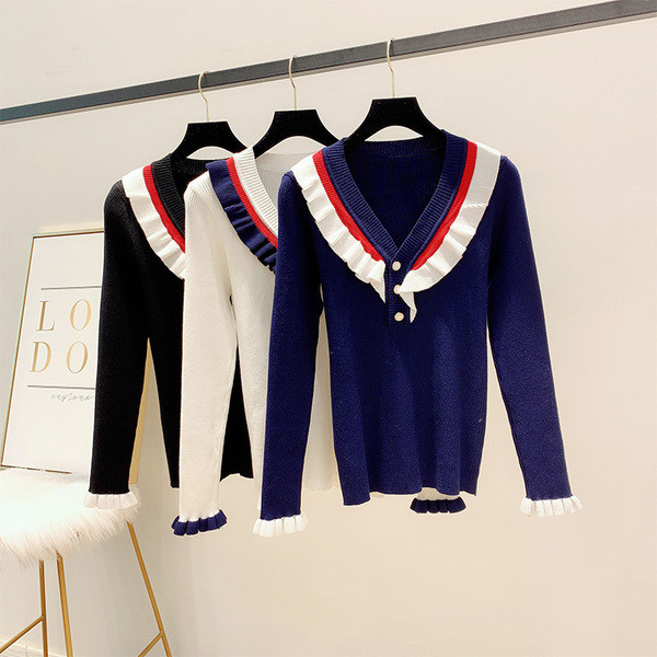 Modern női blúz spitz nyakkivágással és gombokkal több színben