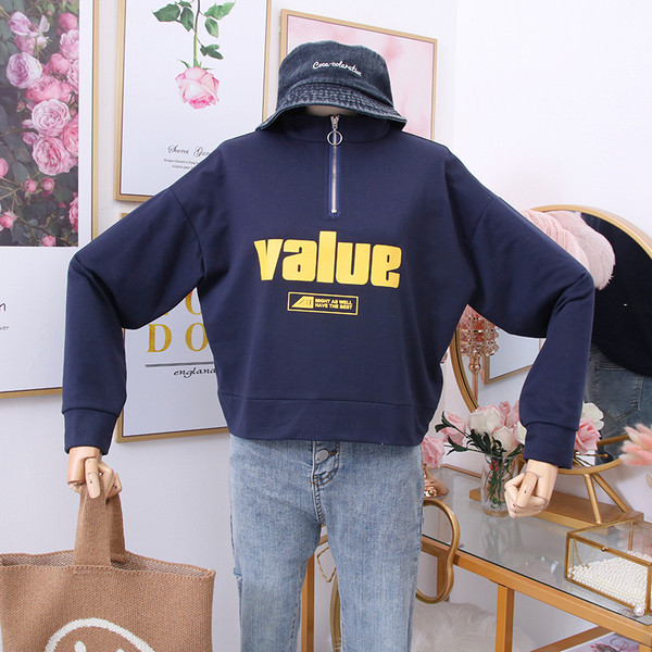 Új modell női pulóver rátéttel és cipzárral több színben