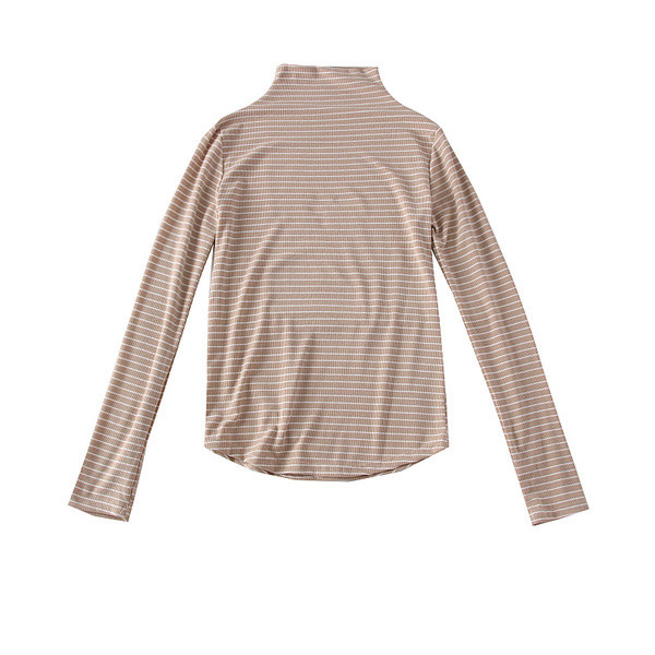 Új modell csíkos női blúz alacsony polo gallérral több színben