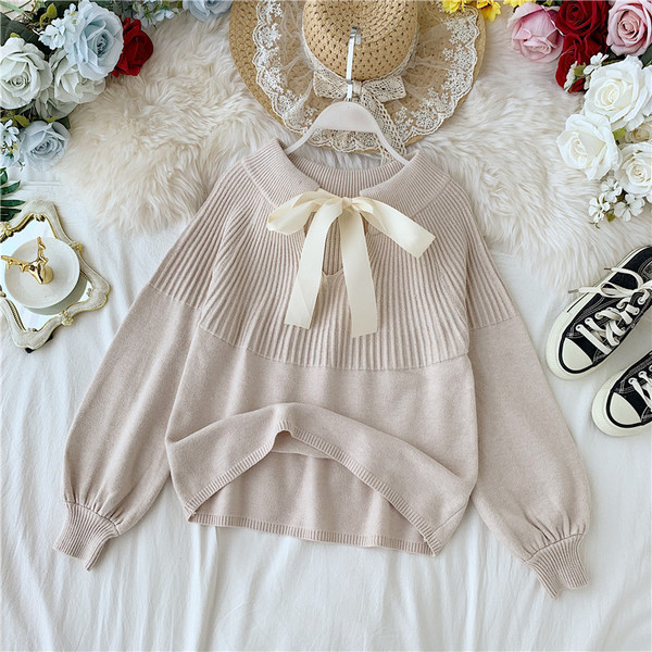 Γυναικείο πουλόβερ με δεσμούς σε τέσσερα χρώματα