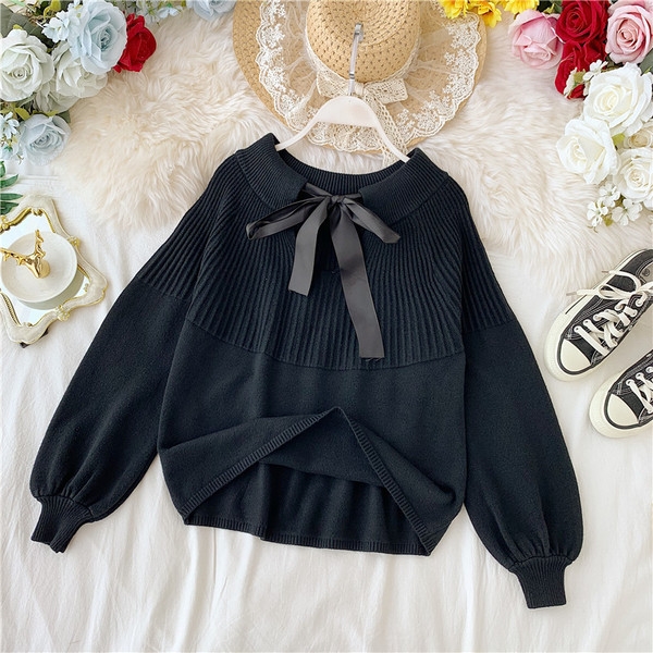 Γυναικείο πουλόβερ με δεσμούς σε τέσσερα χρώματα