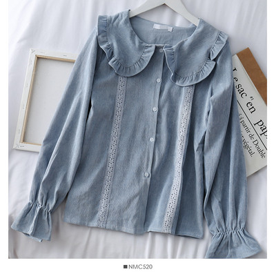 Modern női ing gombokkal és O-nyakú négy színben