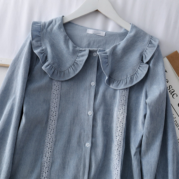 Modern női ing gombokkal és O-nyakú négy színben