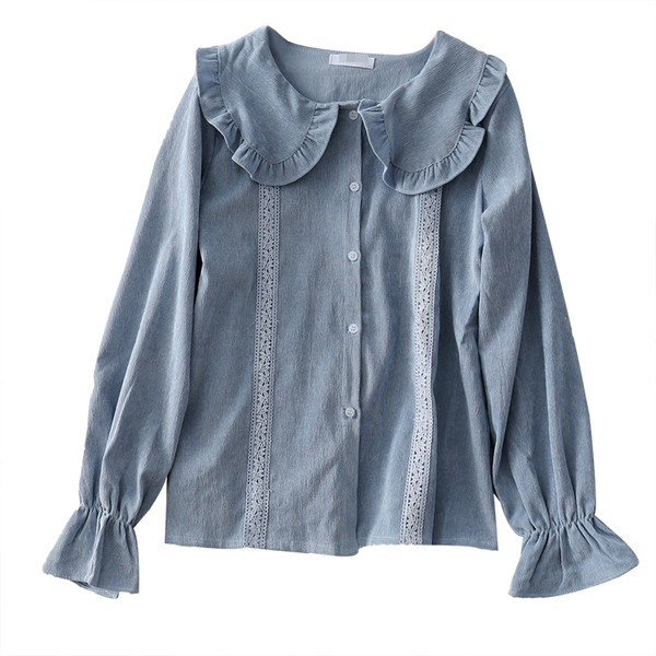 Modern női ing gombokkal és O-nyakú négy színben