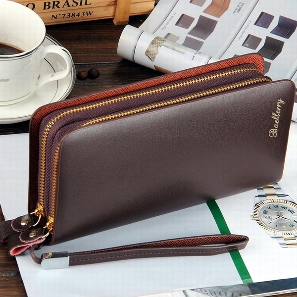 Ανδρικό έκο δερμάτινο πορτοφόλι  με φερμουάρ και λαβή