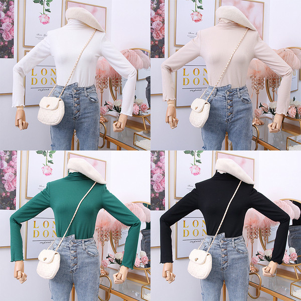 Bluză de damă modernă cu mâneci lungi și guler polo - mai multe culori