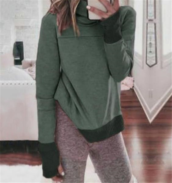 Modern női pulóver pólógallérral és hosszú ujjú három színben