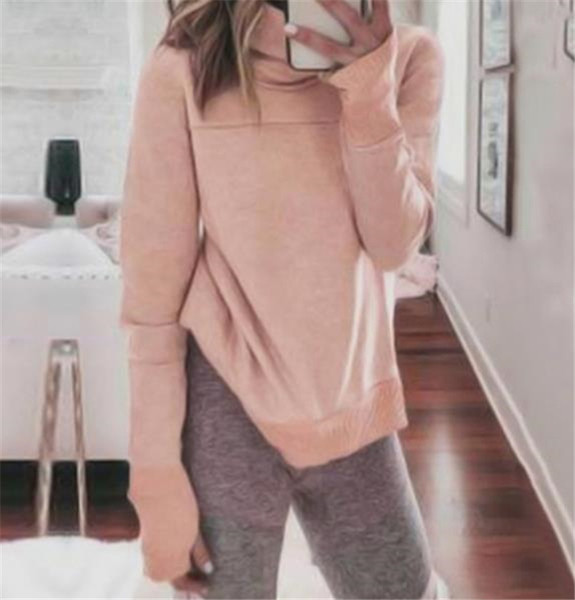 Modern női pulóver pólógallérral és hosszú ujjú három színben