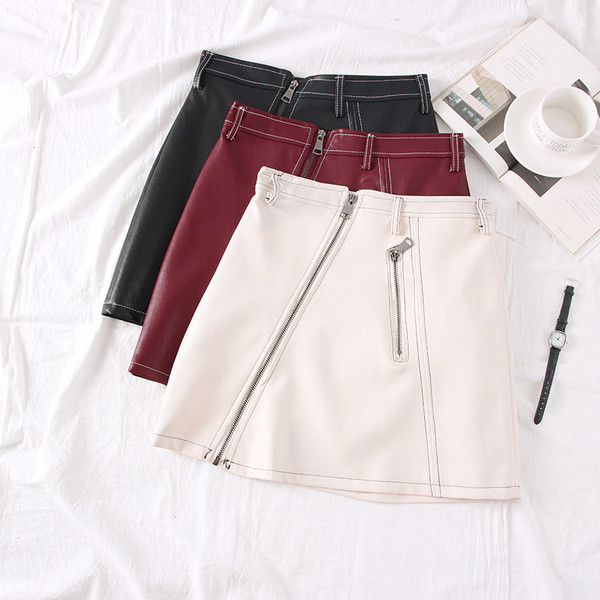 Fusta scurta de dama model nou cu inchidere asimetrica in mai multe culori