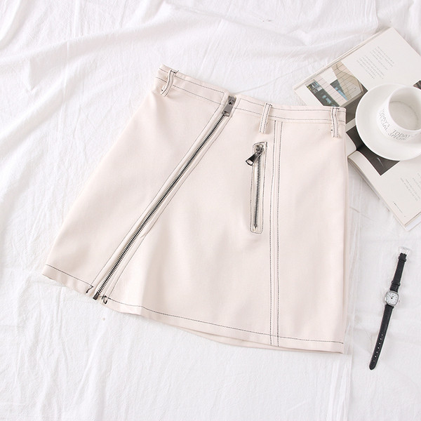 Fusta scurta de dama model nou cu inchidere asimetrica in mai multe culori