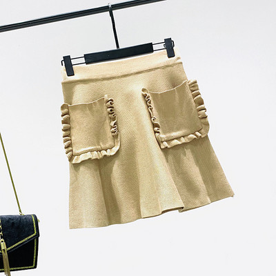 Γυναικεία φθινόπωρο-χειμώνας φούστα με τσέπες σε τρία χρώματα