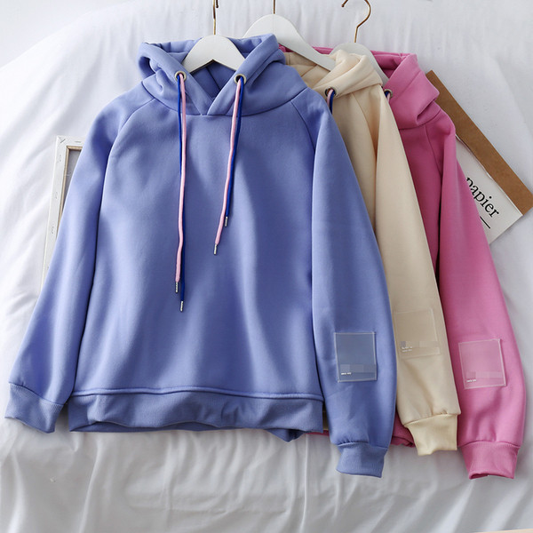 Γυναικεία μπλούζα με κορδόνια και κουκούλα σε τέσσερα χρώματα