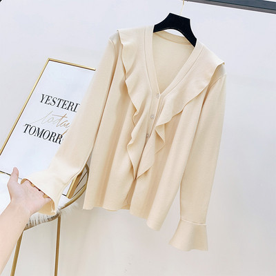 Női pulóver spitz nyakkivágással és gombokkal több színben