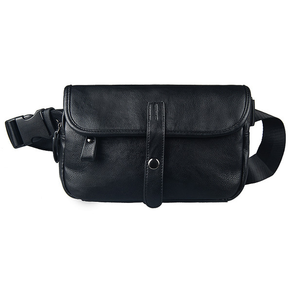 Férfi bőrtáska hosszú füllel, fekete színben