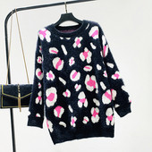 Χειμερινό  γυναικείο πουλόβερ  - μακρύ μοντέλο με στρογγυλό ντεκολτέ