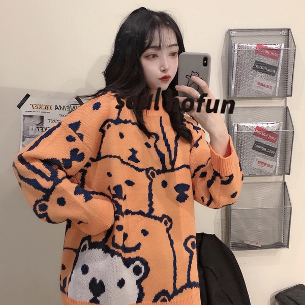 Bluza larga de dama de culoare portocalie cu guler pe jumatate inalt