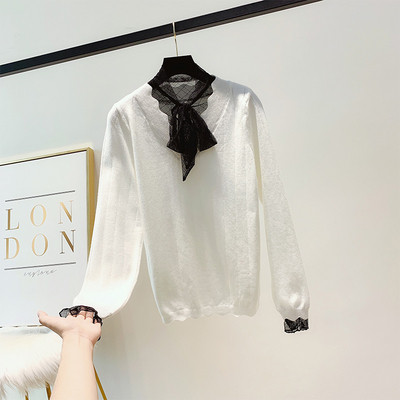 Modern női pulóver pecsétszalaggal több színben