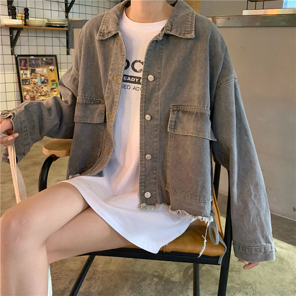 Női alkalmi széles farmerdzseki két színben