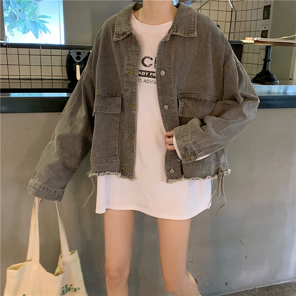 Női alkalmi széles farmerdzseki két színben