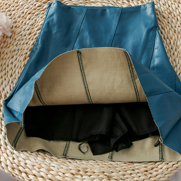 Öko bőrből készült modern női szoknya három színben szabott modellben