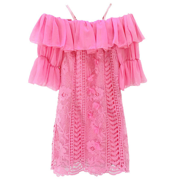 Rochie moderna de dama cu maneci cazute in doua culori