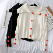 Vesta casual dama in alb si negru cu nasturi