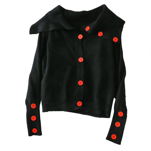 Vesta casual dama in alb si negru cu nasturi