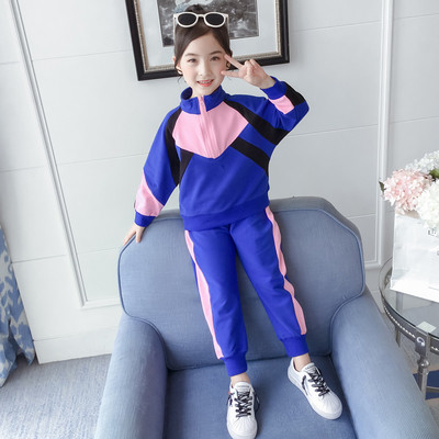 Modern gyerek sport szett két részből álló pulóver + nadrág két színben