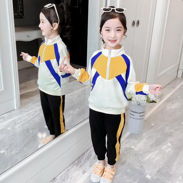 Modern gyerek sport szett két részből álló pulóver + nadrág két színben