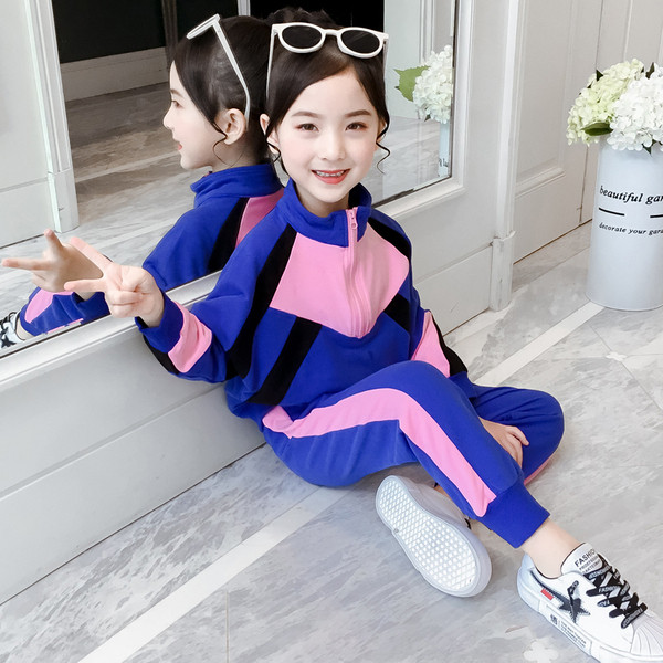 Modern gyerek sport szett két részből álló pulóver + nadrág két színben