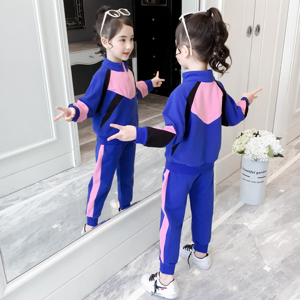 Modern gyerek sport szett két részből álló pulóver + nadrág két színben