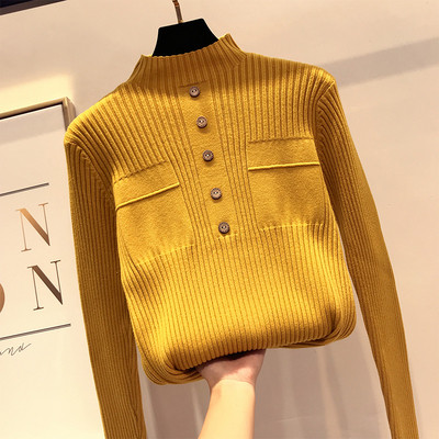 Модерен  дамски  пуловер с копчета в няколко цвята