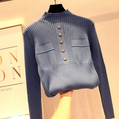 Модерен  дамски  пуловер с копчета в няколко цвята