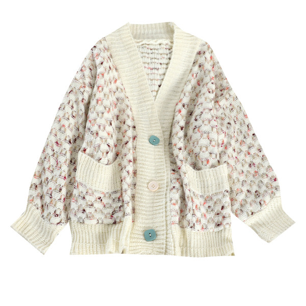 Ежедневна дамска жилетка с джобове в черен и бял цвят - широк модел