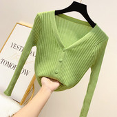 Дамска къса жилетка с копчета в зелен цвят