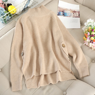 Дамски пуловер с висока яка в различни цветове